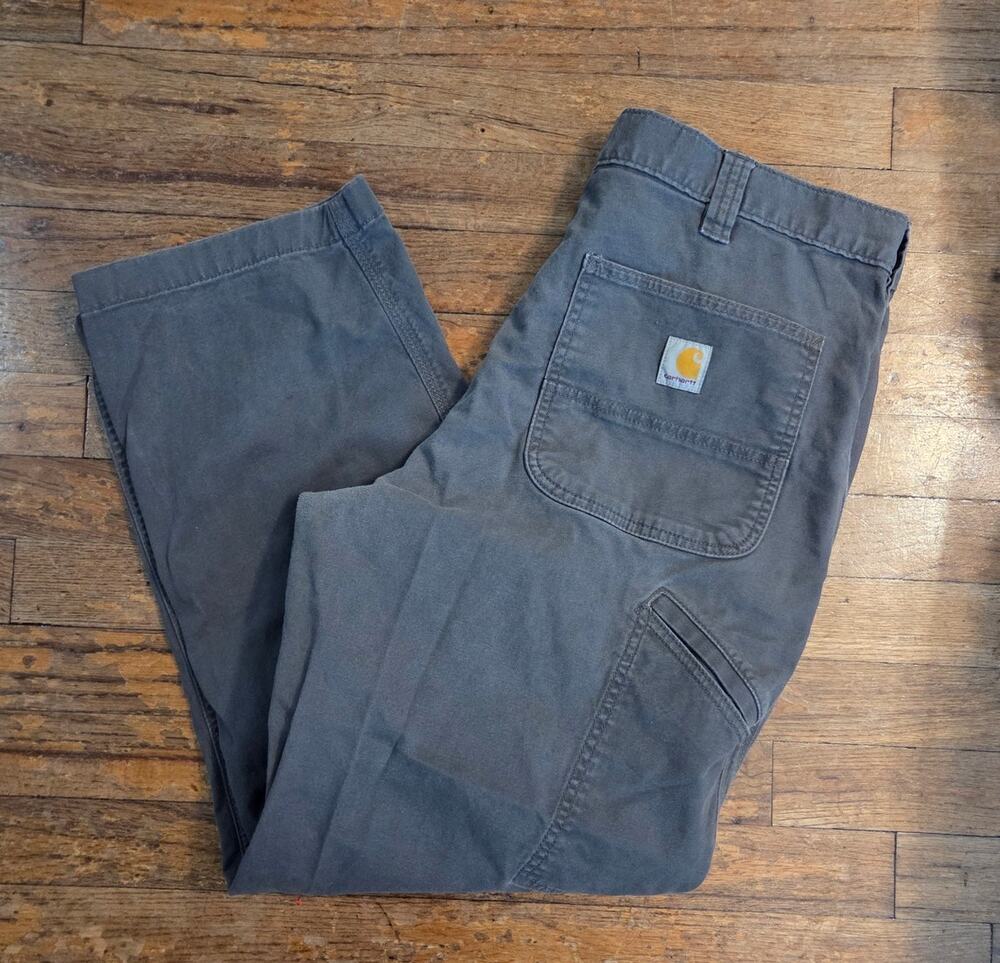 Carhartt Mens Pants 36x30 Gray Utility Cargo Work Carpenter Relaxed Fit